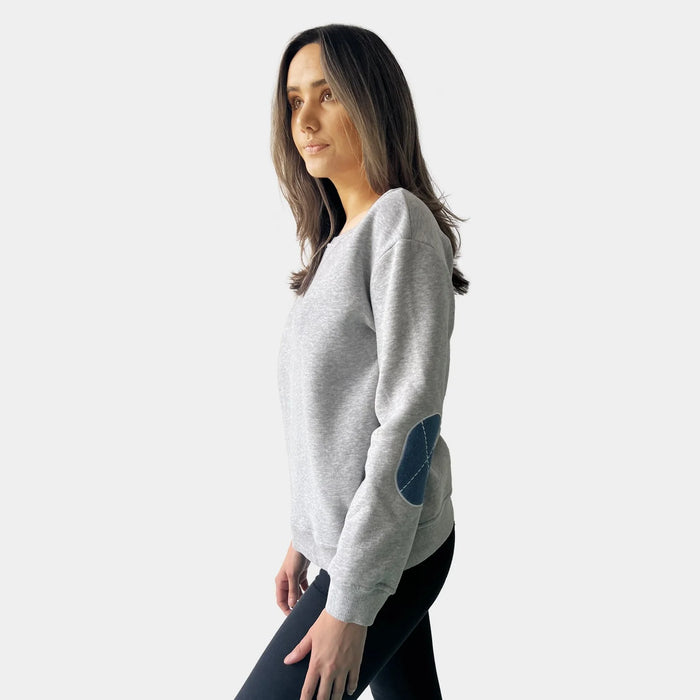 EMBROIDERY SLEEVE SWEATSHIRT - GREY