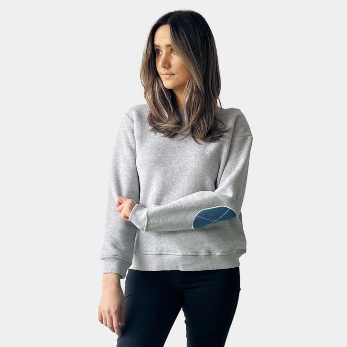 EMBROIDERY SLEEVE SWEATSHIRT - GREY