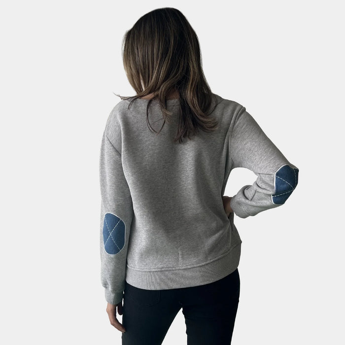 EMBROIDERY SLEEVE SWEATSHIRT - GREY