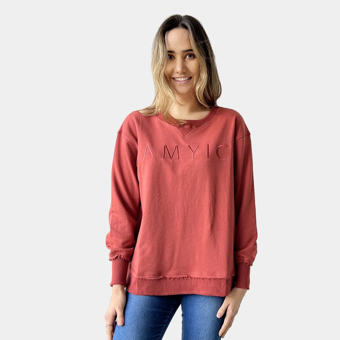 RUST EMBROIDERY SWEATSHIRT