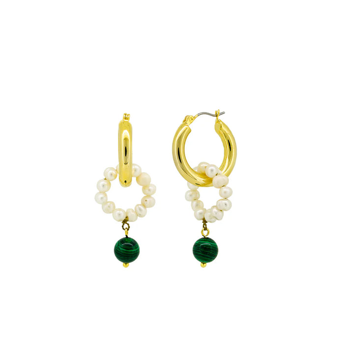 Gwendolyn Earrings ~ Gold + Green