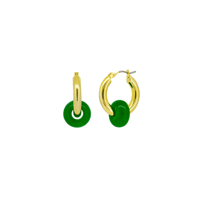 Nyla Earrings ~ Gold + Green