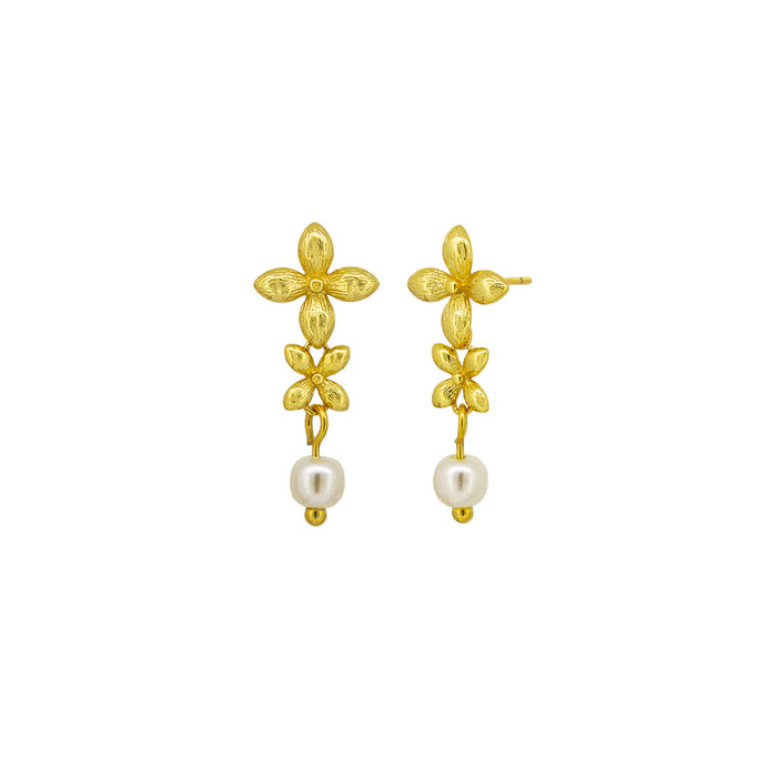 Gladys Earrings ~ Gold + Pearl