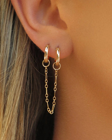 DOUBLE PIERCING SMALL HOOPS - 14K YELLOW GOLD FILL