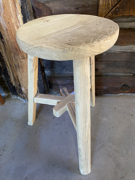 ANTIQUE  ROUND LOW STOOL~   AFRICAN ANTIQUE STOOL ~Antique Rustic timber.